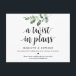 Greenery, een draai in Plannen, bruiloft uitgestel Briefkaart<br><div class="desc">Dit is de moderne zomergroene tuin,  in Zwarte doopvont,  de partijuitnodiging van de bruiloft Hercheduled (een draai in Plannen, ) briefkaart. Het is de perfecte en elegante manier om je vrienden en familie op de hoogte te stellen van de nieuwe planning.</div>