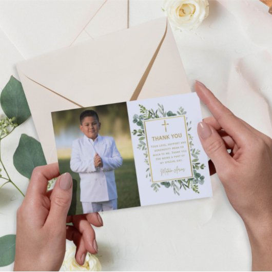 Greenery Eerste Communie Dank je wel kaart