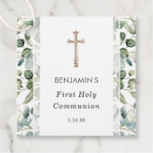 Greenery | Eerste uitnodiging voor de Heilige Comm Bedankjes Labels (Voorkant)