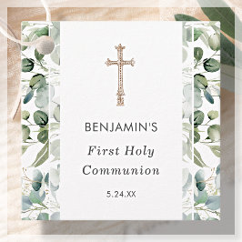 Greenery | Eerste uitnodiging voor de Heilige Comm Bedankjes Labels