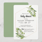 Greenery elegant Baby shower-uitnodiging Kaart (Voorkant / Achterkant)