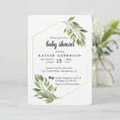 Greenery elegant Baby shower-uitnodiging Kaart (Staand voorkant)