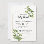 Greenery elegant Baby shower-uitnodiging Kaart (Voorkant)