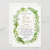 Greenery Elegant Baby shower Uitnodiging Kaarten (Voorkant / Achterkant)