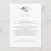 Greenery Elegant Dusty Blue Wedding Details Informatiekaartje (Voorkant)