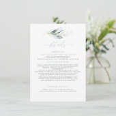 Greenery Elegant Dusty Blue Wedding Details Informatiekaartje (Staand voorkant)