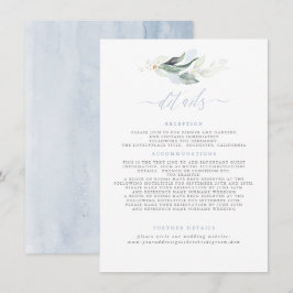 Greenery Elegant Dusty Blue Wedding Details Informatiekaartje