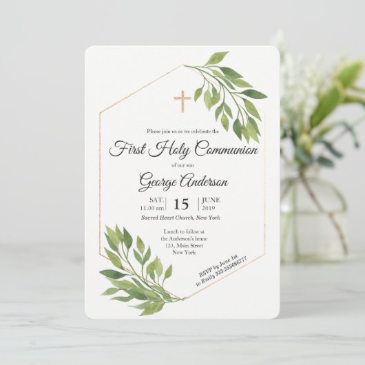 Greenery elegant First Community Religious Event Kaart (Staand voorkant)