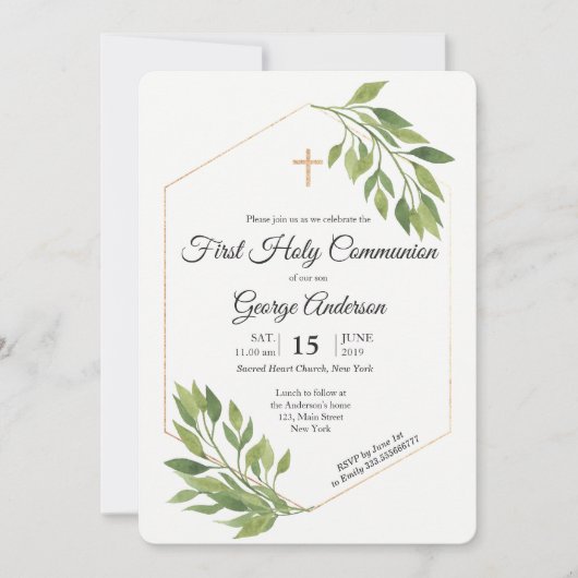 Greenery elegant First Community Religious Event Kaart (Voorkant)