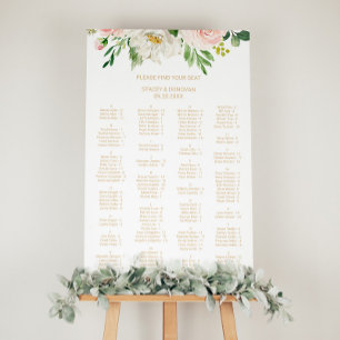 Greenery Elegant Floral Alfabetical Seat Chart Poster