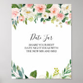 Greenery Elegant Floral Date Jar Sign Poster (Voorkant)