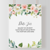 Greenery Elegant Floral Date Jar Sign Poster