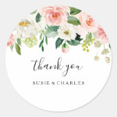 Greenery Elegant Floral Hartelijk dank Ronde Sticker (Voorkant)