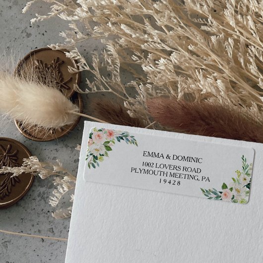 Greenery Elegant Floral Return Address Label
