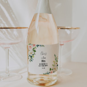 Greenery Elegant Floral Vrijgezellenfeest Sparkling Wijnetiket