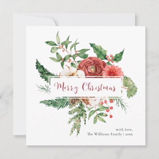 Greenery Elegant Merry-Kaart voor kerstmis Feestdagenkaart (Voorkant)