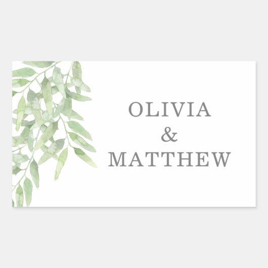 Greenery Elegant Olive Branch. Botanische bruiloft Rechthoekige Sticker (Voorkant)