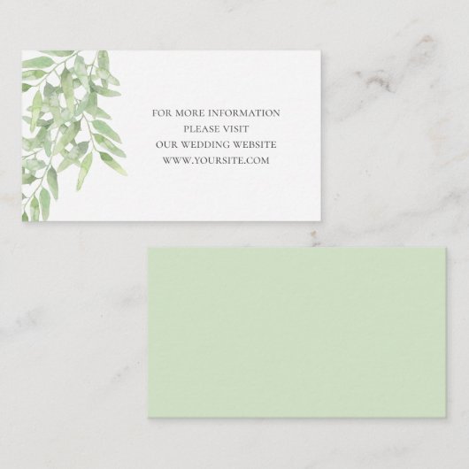 Greenery Elegant Olive Branch. huwelijksgegevens Informatiekaartje (Voorkant / Achterkant)