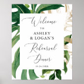 Greenery Elegant Rehearsal Dinner Welcome Poster (Voorkant)