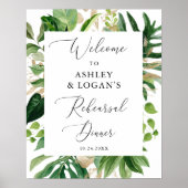 Greenery Elegant Rehearsal Dinner Welcome Poster (Voorkant)