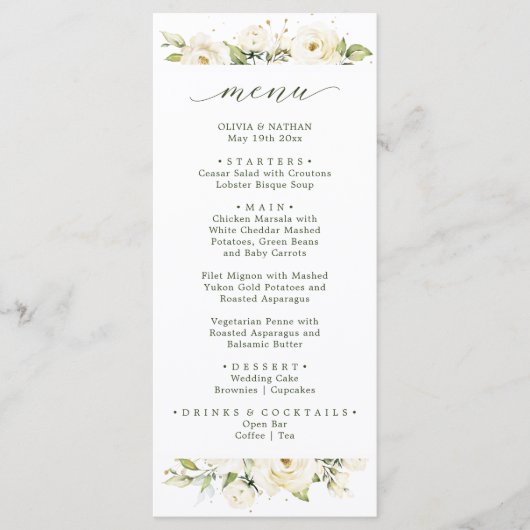Greenery elegant roos bruiloft menu (Voorkant)