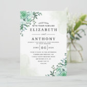 Greenery Elegant Roos Floral Waterverf Wedding Kaart (Staand voorkant)