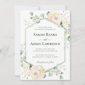 Greenery Elegant Roos Geometric Wedding Invitation Kaart (Voorkant)