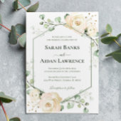 Greenery Elegant Roos Geometric Wedding Invitation Kaart