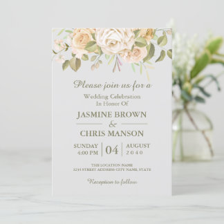 Greenery Elegant Rustic Floral Wedding Invitation Kaart