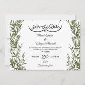 Greenery Elegant Save The Date Invitation Kaart (Voorkant)