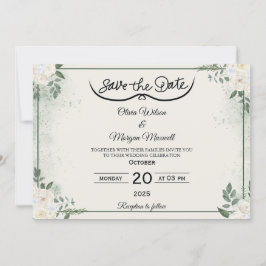 Greenery Elegant Save the Date Uitnodiging