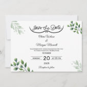Greenery Elegant Save the Date Uitnodiging (Voorkant)