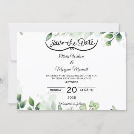 Greenery Elegant Save the Date Uitnodiging