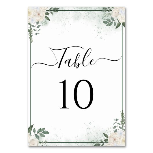 Greenery Elegant Script Fototafelnummer Kaart (Achterkant)