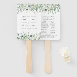 Greenery Elegant Wedding Program Fans Handwaaier