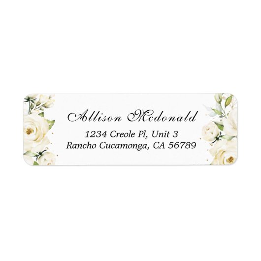 Greenery Elegant White Rosel Wedding Etiket (Voorkant)