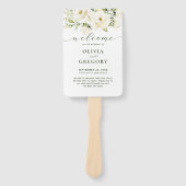 Greenery Elegant White Waterverf Floral Handwaaier (Voorkant)