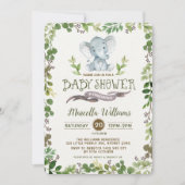 Greenery Elephant Baby shower Invitation Botanical Kaart (Voorkant)