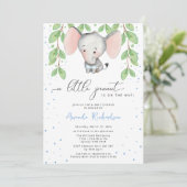Greenery Elephant Baby shower Invitation Kaart (Staand voorkant)