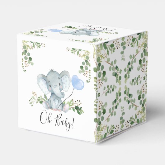 Greenery Elephant Ballon Baby shower Favor Box Bedankdoosjes (Achterkant)