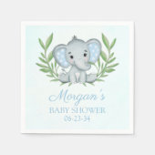 Greenery Elephant Blue Boy Baby shower Servet (Voorkant)