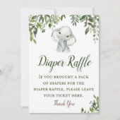 Greenery Elephant Diaper Raffle Sign Size 5x7" Kaart (Voorkant)