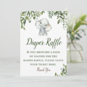 Greenery Elephant Diaper Raffle Sign Size 5x7" Kaart (Staand voorkant)