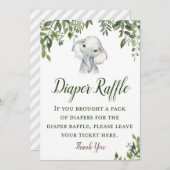Greenery Elephant Diaper Raffle Sign Size 5x7" Kaart (Voorkant / Achterkant)