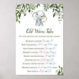Greenery Elephant Gender Prediction Sign Poster