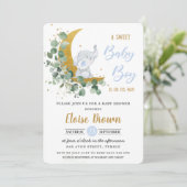 Greenery Elephant Moon Sweet Baby Boy Shower Kaart (Staand voorkant)