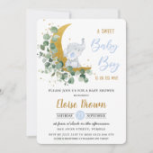 Greenery Elephant Moon Sweet Baby Boy Shower Kaart (Voorkant)