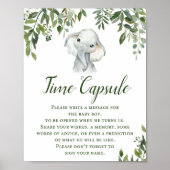 Greenery Elephant Time Capsule for BOY Sign Poster (Voorkant)