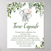Greenery Elephant Time Capsule for GIRL Sign Poster (Voorkant)