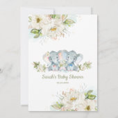 Greenery Elephant Twins Boy Girl Baby shower Kaart (Achterkant)
